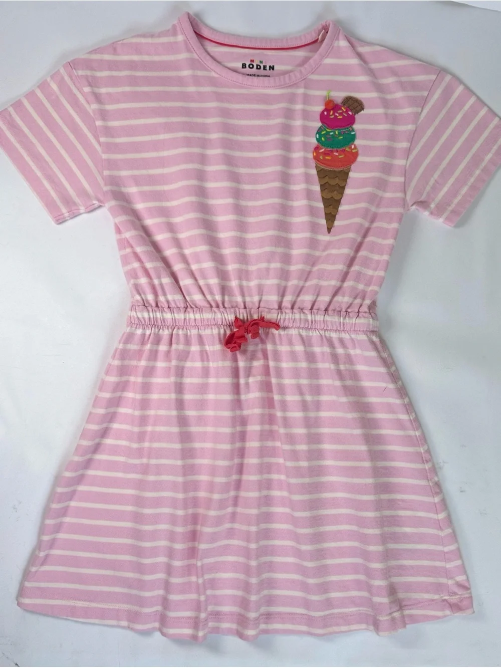 Boden Pink & White Stripe Ice Cream Dress - Size 6/7